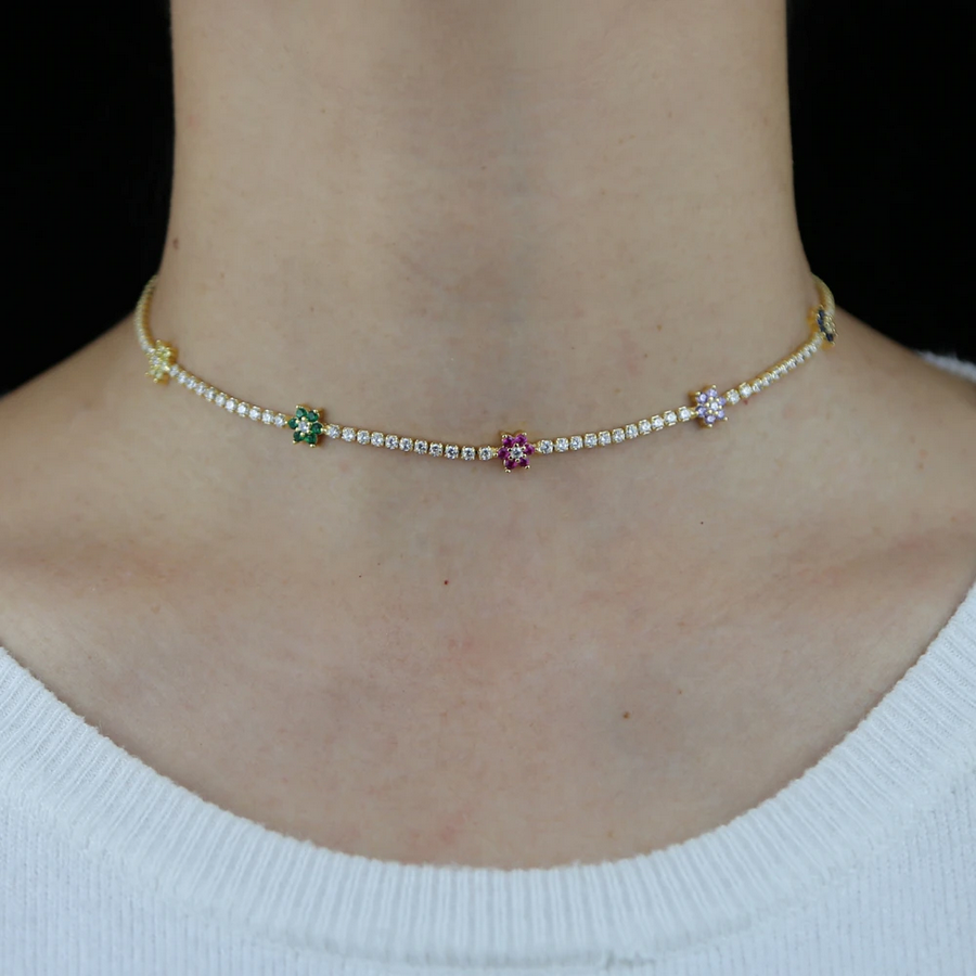 Gold Flower Tennis Choker