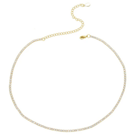 Gold White Tennis Choker