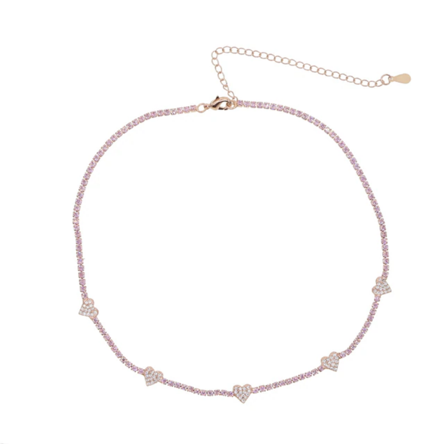 Pink Heart Tennis Choker