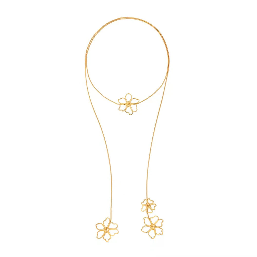 Gold Flower Wrap Necklace