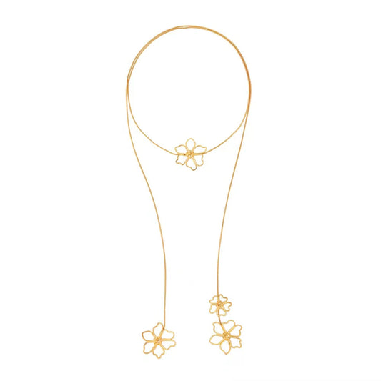 Gold Flower Wrap Necklace