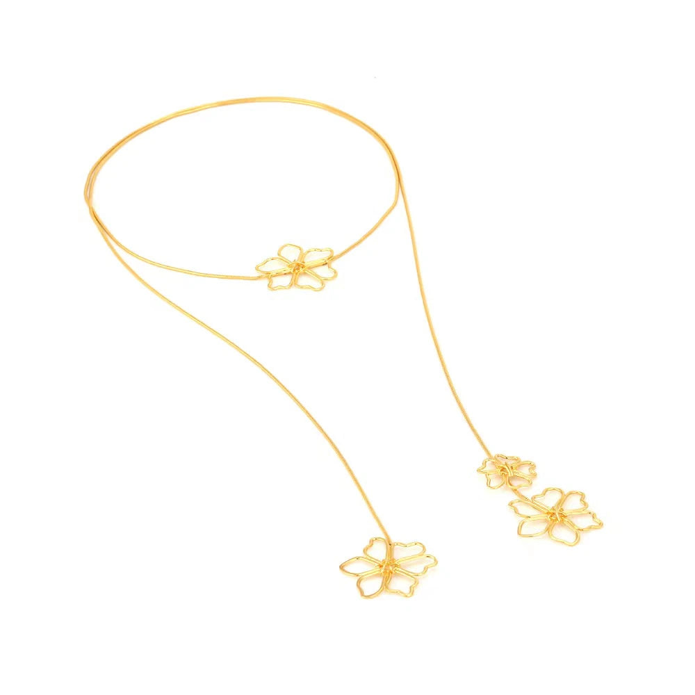 Gold Flower Wrap Necklace