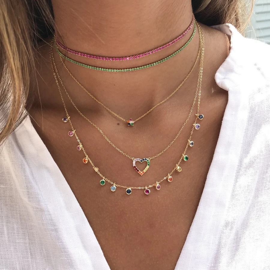 Gold Green Tennis Choker