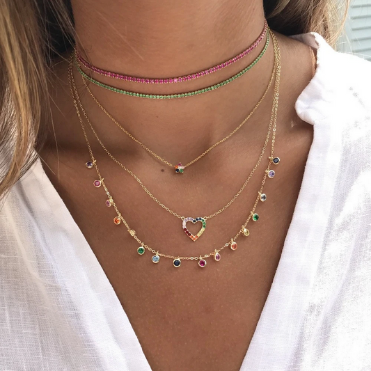 Gold Green Tennis Choker