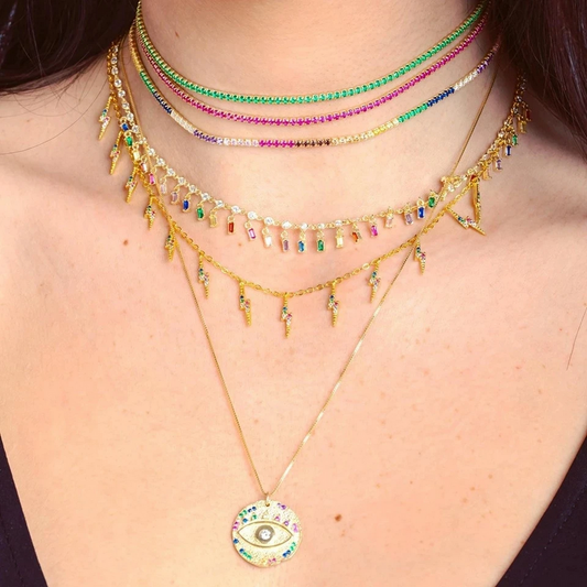 Gold Rainbow Tennis Choker