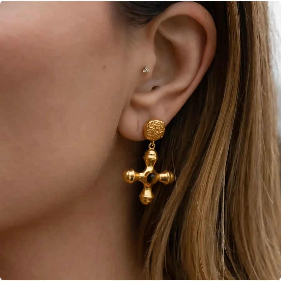 Hazel Cross Drop Earrings