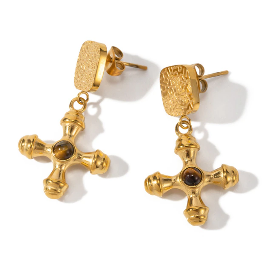 Hazel Cross Drop Earrings