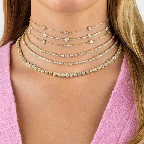 Gold White Tennis Choker