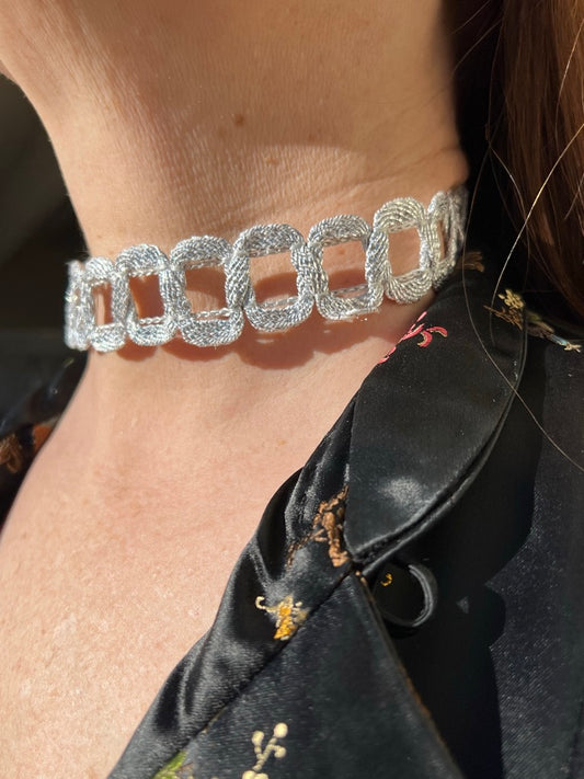 Silver Chiclet Choker