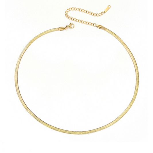 3mm Gold Flat Herringbone Chain