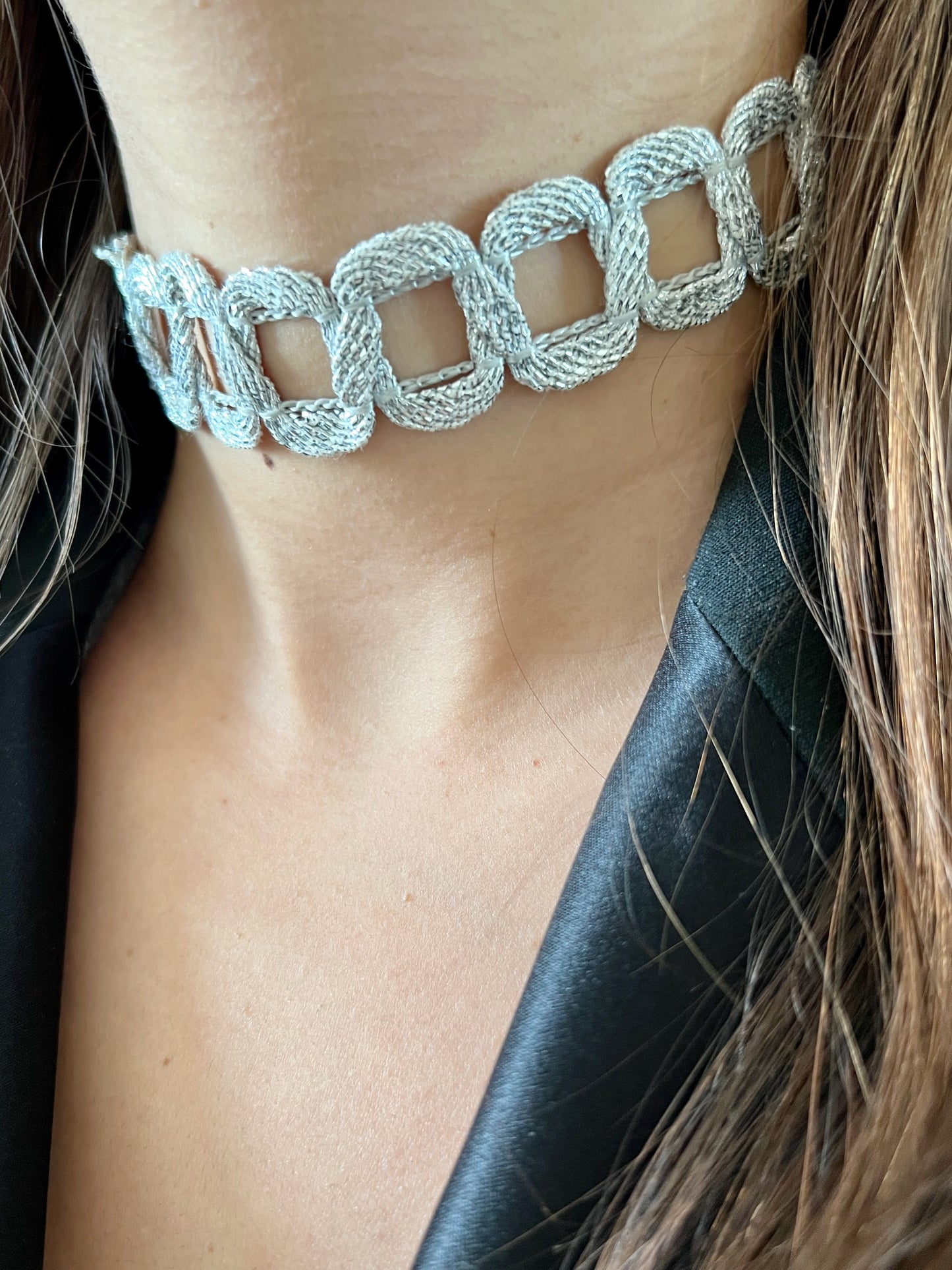 Silver Chiclet Choker