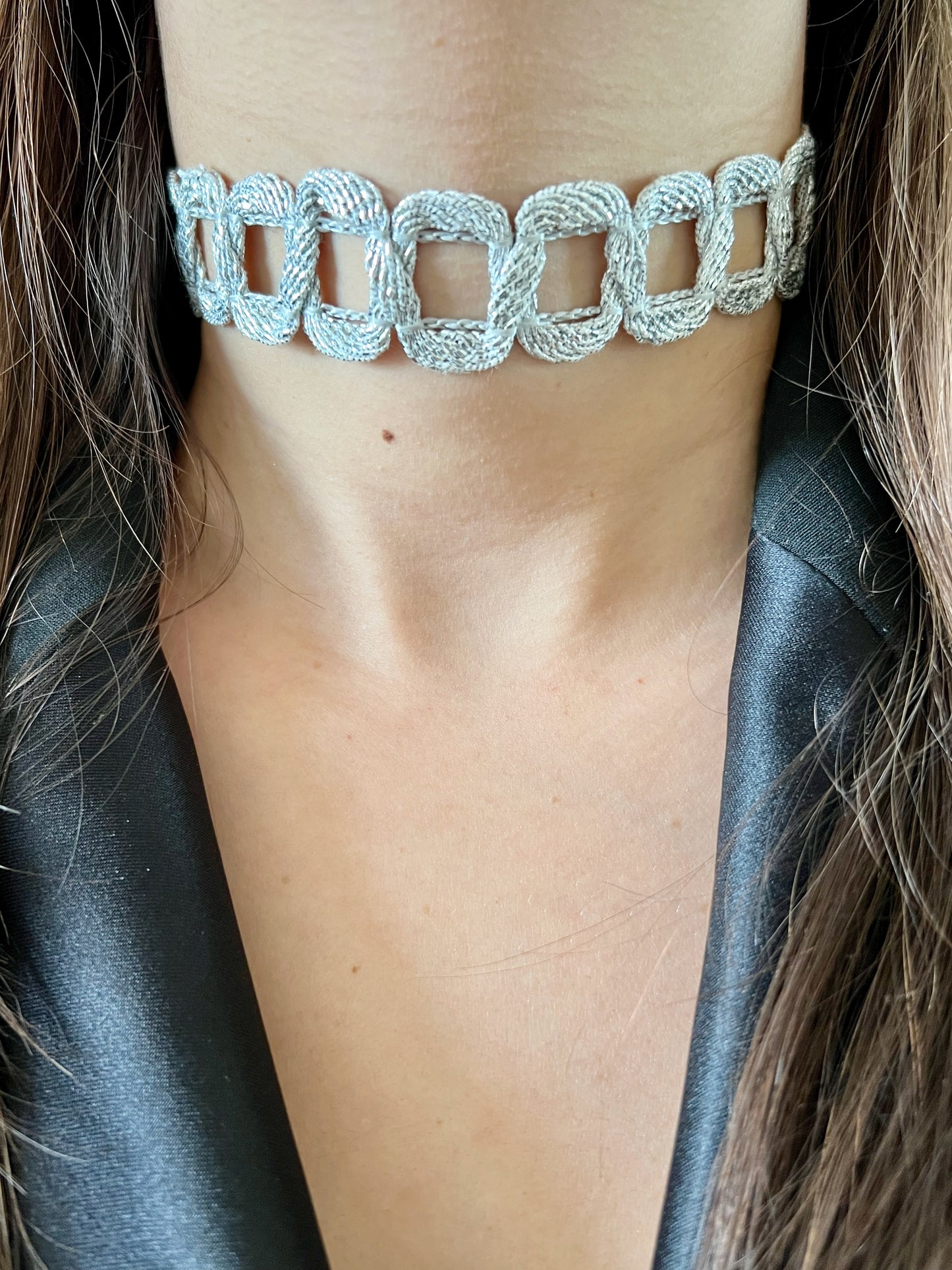 Silver Chiclet Choker