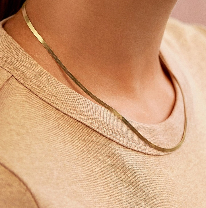 3mm Gold Flat Herringbone Chain