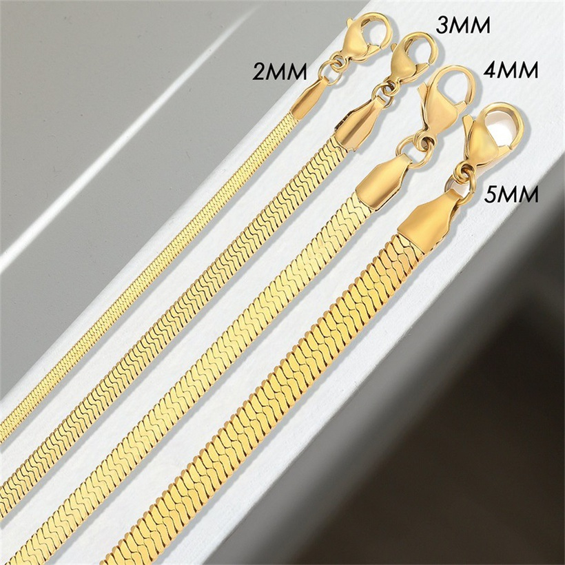 2mm Gold Flat Herringbone Chain