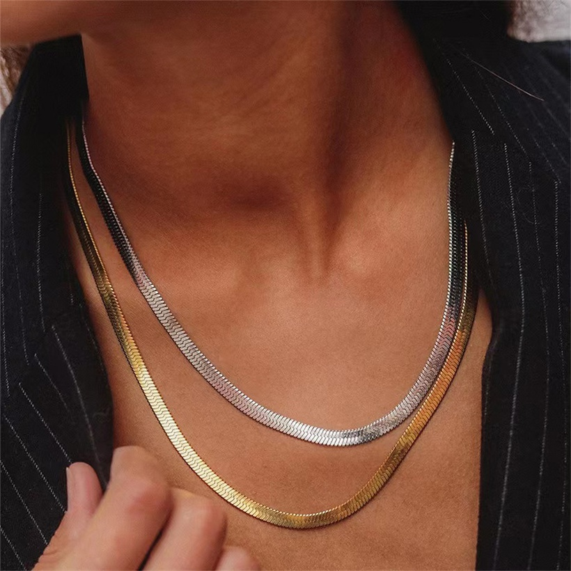 5mm Gold Flat Herringbone Chain